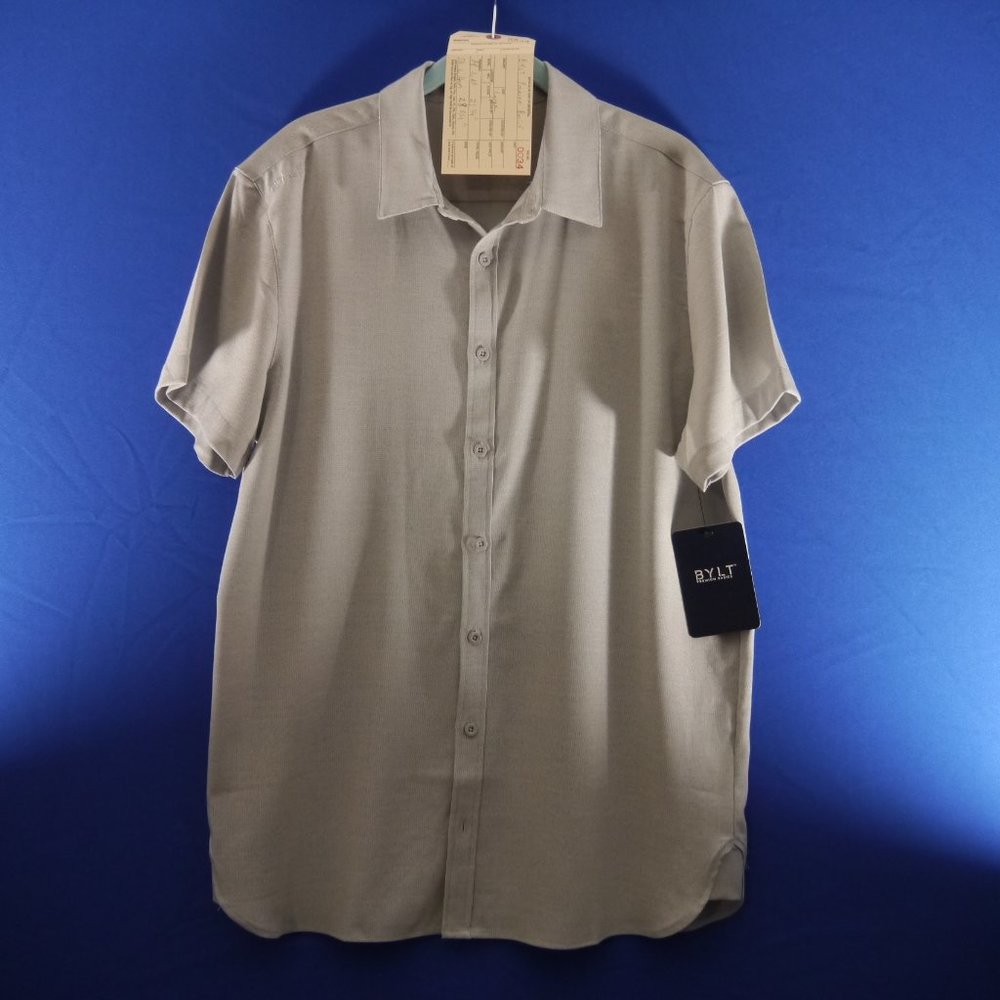 BYLT Premium Basics Vista Short Sleeve Gray Button Down  Shirt